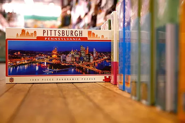 A 1000-piece Pittsburgh skyline puzzle for sale at Kards Unlimited - CP PHOTO: JARED WICKERHAM