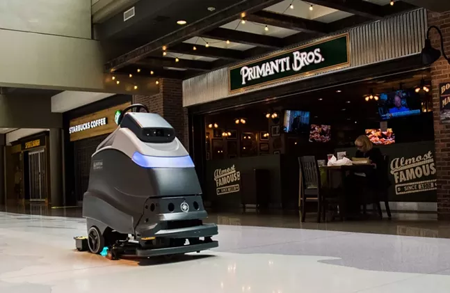 Autonomous robotic cleaner at Pittsburgh International Airport. - BLUE SKY NEWS/PITTSBURGH INTERNATIONAL AIRPORT