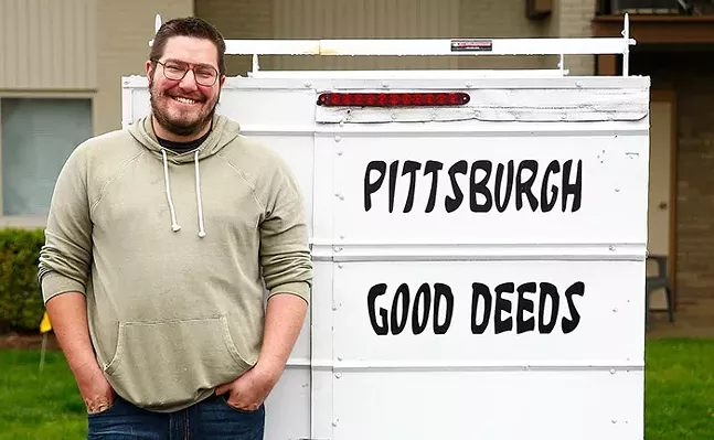 Jon Potter, of Pittsburgh Good Deeds, poses for a portrait near his home on Sun., May 3, 2020. - CP PHOTO: JARED WICKERHAM