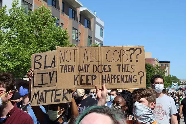 Pittsburghers marched through East Liberty on Mon., June 1, to protest police brutality - CP PHOTO: JORDAN SNOWDEN