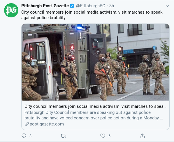 Pittsburgh Post-Gazette removes protest and police brutality stories from website following protests from union members
