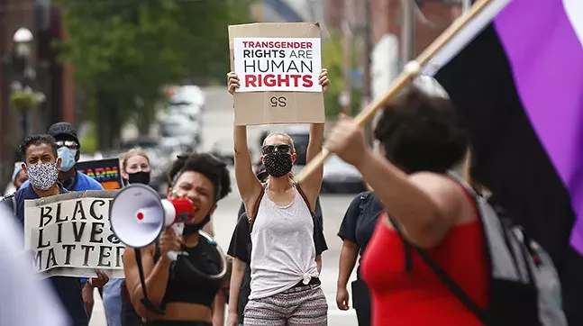 A July 7 protest for trans rights organized by LGBTQ+ Coalition and TransYOUniting - CP PHOTO: JARED WICKERHAM