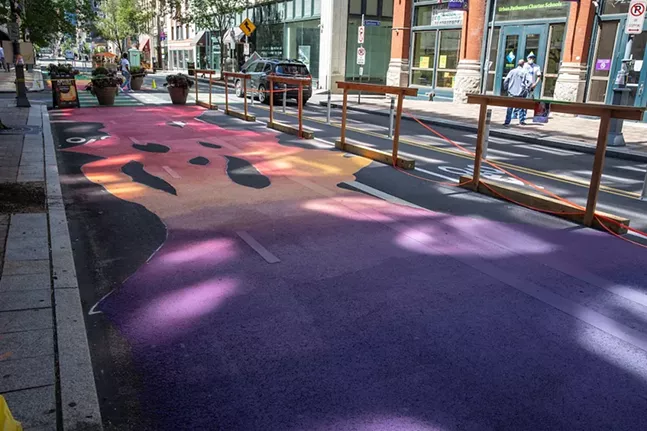 "Colorful Growth/Soft Waves" on Penn Avenue, Downtown. - RENEE ROSENSTEEL/PITTSBURGH DOWNTOWN PARTNERSHIP