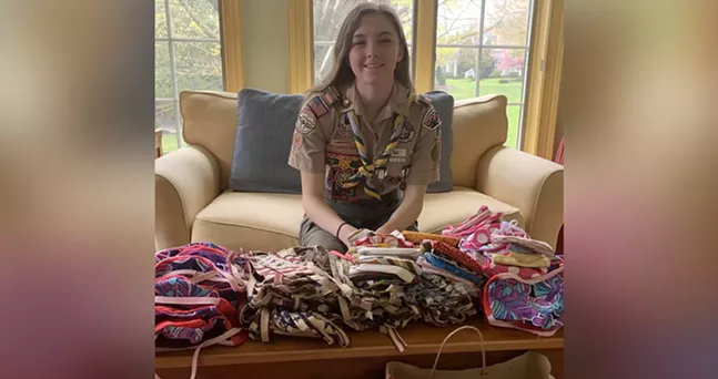 Pitt neuroscience major Lauren Nedrow coordinated the creation of almost 600 face masks for local donation - PHOTO: COURTESY OF LAUREN NEDROW