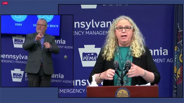 Pennsylvania Health Secretary Dr. Rachel Levine warns of a "fall resurgence" of COVID-19 cases during a news conference on Mon., Oct. 19, 2020 - SCREENSHOT FROM LIVE VIDEO