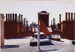 Edward Hopper’s watercolor “Roofs, Washington Square” (1926) - BEQUEST OF MR. AND MRS. JAMES H. BEAL. IMAGE COURTESY OF THE CARNEGIE MUSEUM OF ART