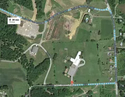 The site, the large gray rectangle in this map, sits slightly less than two-tenths of a mile behind Summit Elementary School and is clearly visible from the building and playground. - MAP DATA: GOOGLE, DIGITALGLOBE