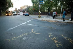Streets are dangerous for pedestrians, as well. Two pedestrians were killed on Oct. 26 at the intersection of Allequippa Street and Centre Avenue, in Oakland. - PHOTO BY HEATHER MULL