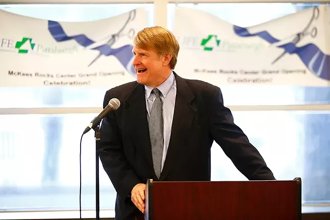 Rich Fitzgerald at a ribbon cutting ceremony at the Life Pittsburgh event in McKees Rocks - CP PHOTO: JARED WICKERHAM