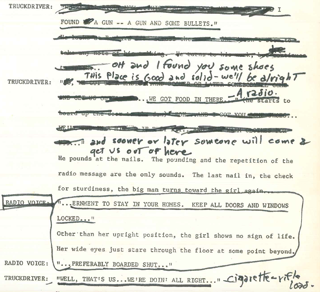 Night of the Living Dead script with annotations - GEORGE A ROMERO ARCHIVAL COLLECTION. PITT UNIVERSITY LIBRARY SYSTEMS