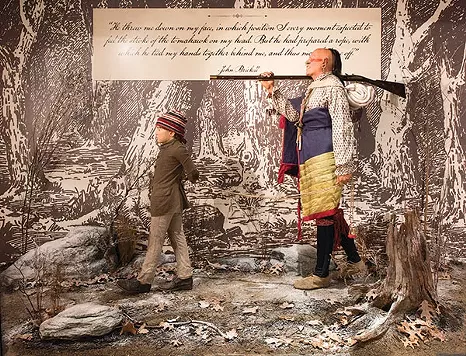 “The Capture of John Brickell,” a life-sized vignette depicting the capture of a boy by Native Americans in 1791, a few miles from Fort Pitt - PHOTO COURTESY OF RACHELLYNN SCHOEN