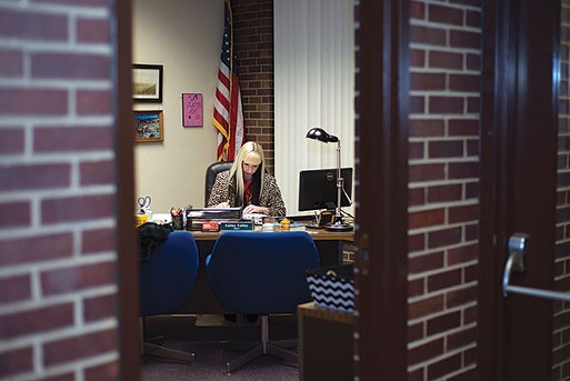 Kelley Kelley, in the mayor’s office - PHOTO BY CAROLINE MOORE
