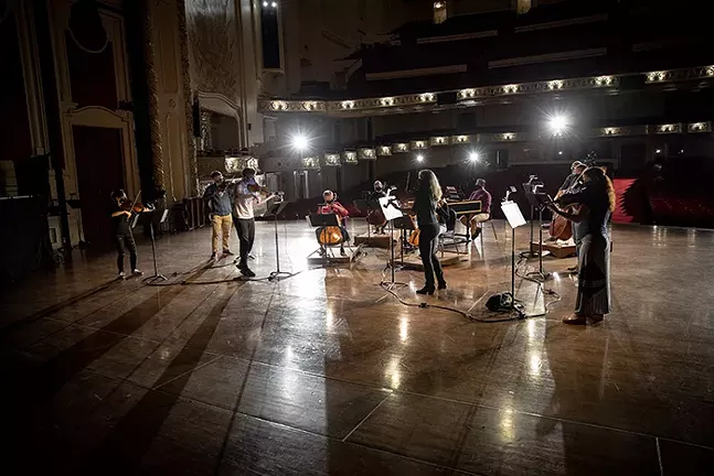 An ensemble of the Pittsburgh Symphony Orchestra in a mid-October socially distanced rehearsal for the 125th anniversary. - PHOTO: PITTSBURGH SYMPHONY ORCHESTRA