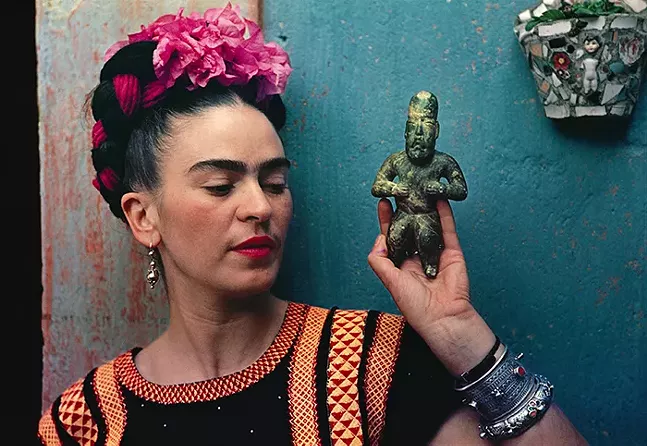 "Frida with Olmeca Figurine," part of The Frick Pittsburgh's new photography exhibit on Frida Kahlo's life. See Sun., March 7 for more details. - PHOTO: NICKOLAS MURRAY/THE FRICK PITTSBURGH