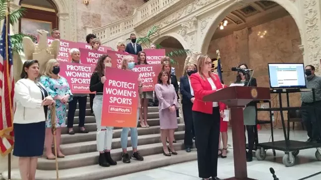 Republican lawmakers, including state Rep. Valerie Gaydos (left), at an event in Harrisburg. - PENNSYLVANIA CAPITAL-STAR PHOTO BY STEPHEN CARUSO