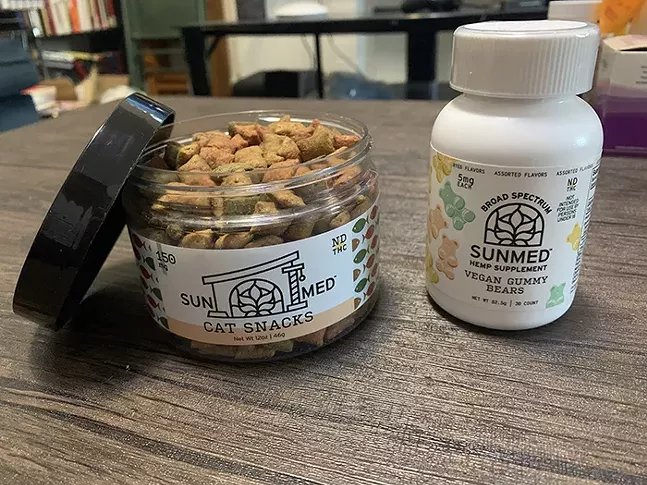 SunMed Hemp Broad Spectrum Vegan Gummy Bears and SunMed Cat Snacks from Your CBD Store. - CP PHOTO: KIMBERLY ROONEY 高小荣