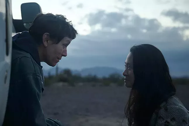 Frances McDormand and director/writer Chloé Zhao on the set of Nomadland - PHOTO: 20TH CENTURY STUDIOS