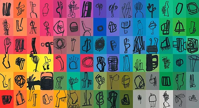 Symbols by Carolyn Reed Barritt, part of Nicole Renee Ryan's Experiments in Reality and Carolyn Reed Baritt's Puppet Show at Boxheart Gallery - ARTWORK: CAROLYN REED BARRITT