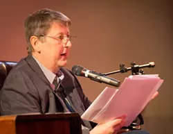 Peter Oresick reads last October at the Carnegie Lecture Hall, in Oakland. - PHOTO COURTESY OF RENEE ROSENSTEEL