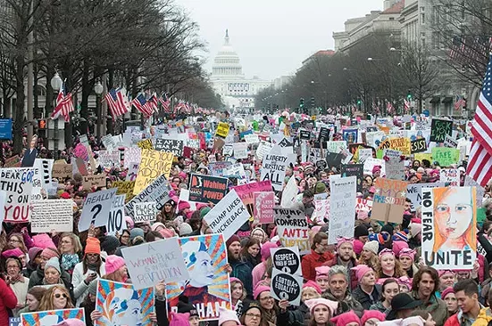 The people are speaking: marchers, along Pennsylvania Avenue, in Washington, D.C., on Jan. 21 - CP PHOTO BY JOEFF DAVIS