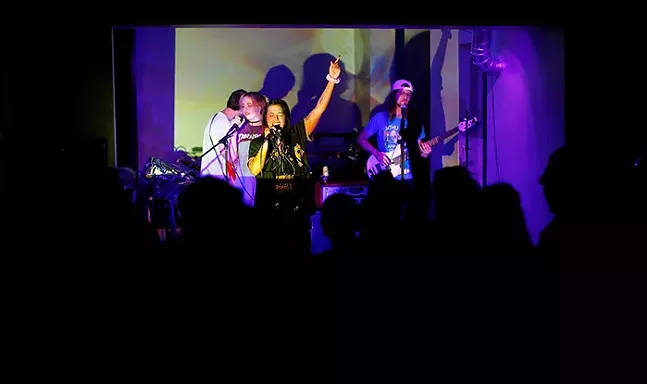Pittsburgh rapper Lys Scott on stage at the Government Center on Fri., Aug. 13. - CP PHOTO: JARED WICKERHAM