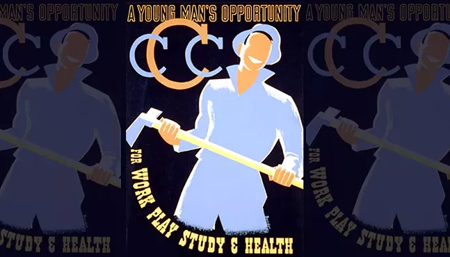 A poster circa 1935 promoting the Civilian Conservation Corps made by the Illinois WPA Art Project Chicago