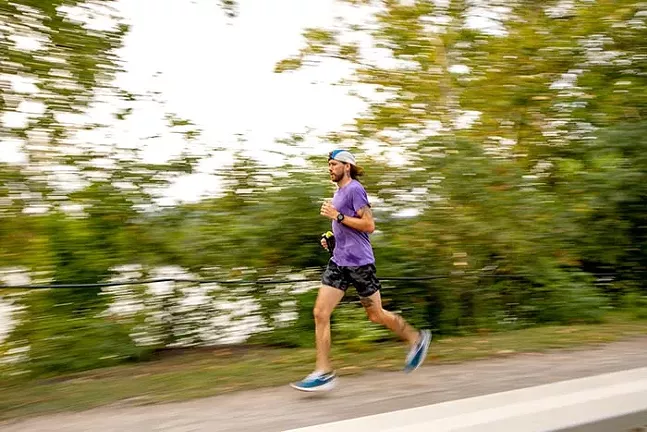 Greg Brunner completes a speed workout on the Millvale River Trail on Aug. 10, 2021. - CP PHOTO: KAYCEE ORWIG