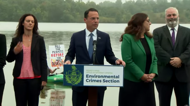 Pennsylvania Attorney General Josh Shapiro announced criminal charges against pipeline company Energy Transfer - SCREENSHOT FROM VIRTUAL PRESS CONFERENCE