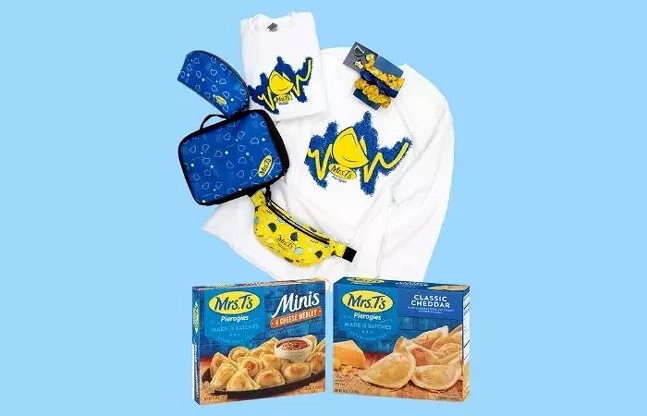 The four winners of Mrs. T's Pierogies' That and a Box of Pierogies Giveaway will receive a year's supply of pierogies and a '90s swag set. - COURTESY OF MRS. T'S PIEROGIES