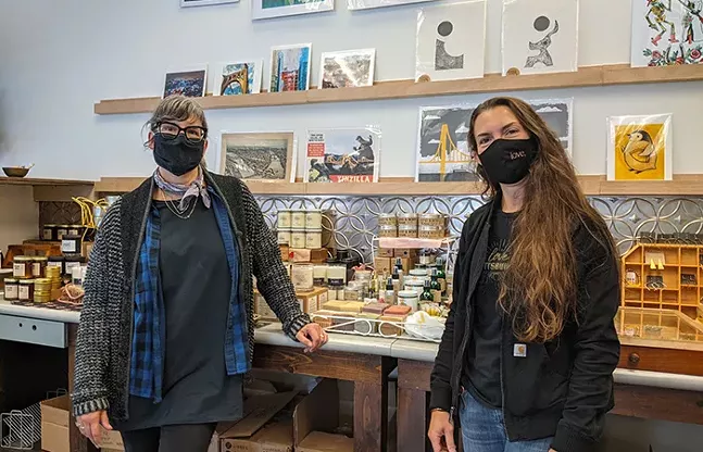 Kelly Sanders and Monica Yope of love, Pittsburgh at their Strip District location - CP PHOTO: AMANDA WALTZ
