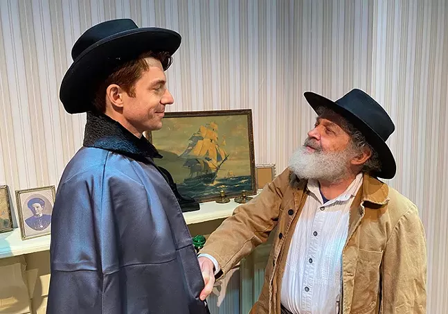 Nick Giedris as Oscar Wilde and Sam Tsoutsouvas as Walt Whitman in Kinetic Theatre’s Oscar & Walt - PHOTO: COURTESY OF KINETIC THEATRE