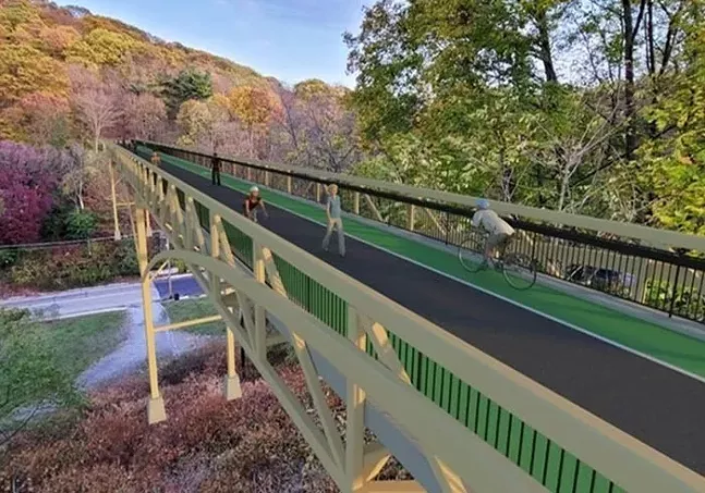 A draft rendering of the Davis Avenue Bridge connecting Brighton Heights to Riverview Park - IMAGE: COURTESY OF CITY OF PITTSBURGH