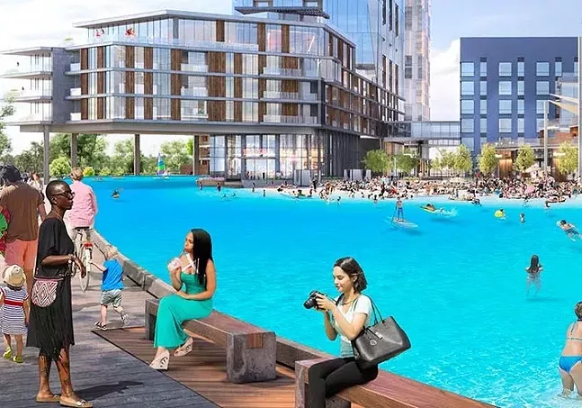 Renderings of lagoon proposal from 2018, which were not included in the most recent Millcraft development plans for Pittsburgh's Chateau neighborhood - IMAGE: COURTESY OF MILLCRAFT
