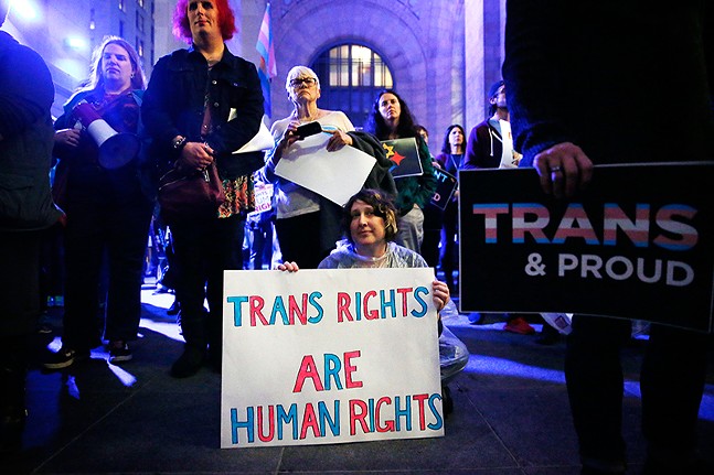 Trans rights rally held in Downtown Pittsburgh in 2018 - CP PHOTO: JARED WICKERHAM