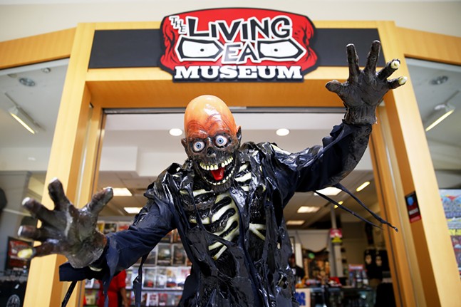 Jeff Crehan, dressed as Tarmar from the Return Of The Living Dead movie, poses at the Living Dead Museum inside the Monroeville Mall on Sat., June 26, 2021. - CP PHOTO: JARED WICKERHAM