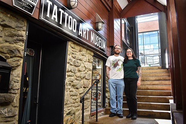 Pittsburgh Tattoo Art Museum owner Nick Ackman and partner Jill Krznaric - CP PHOTO: PAM SMITH