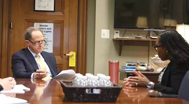 U.S. Sen. Pat Toomey, R-Pa., meets with Judge Ketanji Brown Jackson in his Capitol Hill Office on Thu., March 31, 2022. - PHOTO: COURTESY OF TOOMEY’S OFFICE