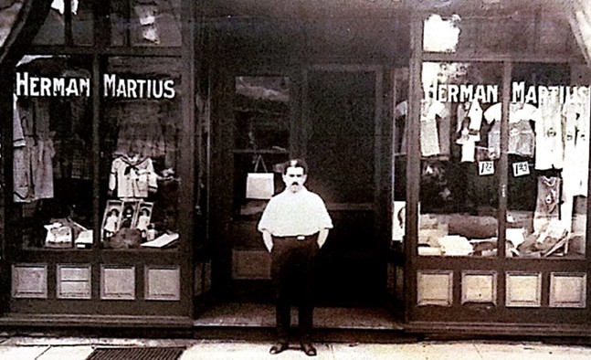 Herman Martius in front of his store in Erie - PHOTO: COURTESY OF BATTLE OF HOMESTEAD FOUNDATION