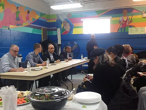 Developers and elected officials meet with Lincoln-Lemington residents at Pearson Recreation Center on March 11. - CP PHOTO BY RYAN DETO