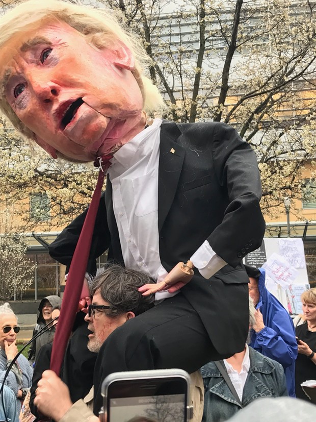 Trump Puppet highlights Pittsburgh's weekly Tuesdays With Toomey protest