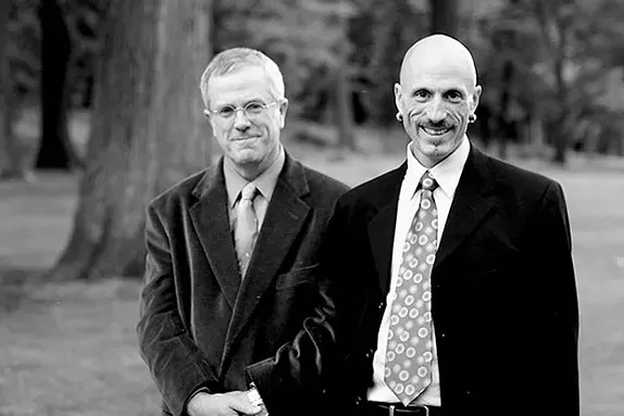 Michael Hunter (left) with his now-deceased husband, Stephen Carter - PHOTO COURTESY OF MICHAEL HUNTER