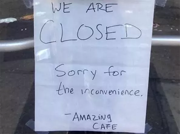 Sign posted on South Side's Amazing Cafe - PHOTO COURTESY OF RESTAURANT OPPORTUNITIES CENTER OF PITTSBURGH