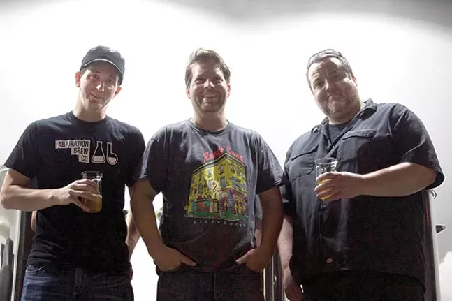 Left to right: Dave Allam, Parkway Theater owner Aaron Stubna and Tom Glover - CP PHOTO BY KRISTA JOHNSON