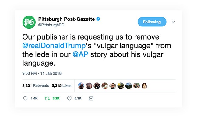 Pittsburgh Post-Gazette moves Trump's 'shithole countries' quote at behest of conservative publisher John Block