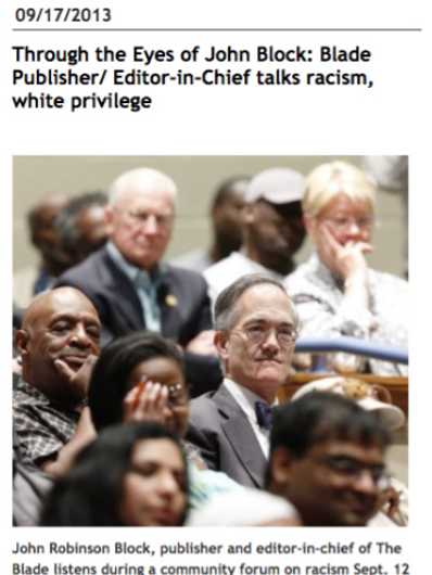 In 2013, Pittsburgh Post-Gazette publisher John Robinson Block said people of color needed to pull themselves up 'by their bootstraps,' according to one of his own papers