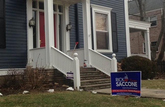 A sign for Rick Saccone at a home in Sewickely, which is outside of PA-18 - CP PHOTO BY RYAN DETO