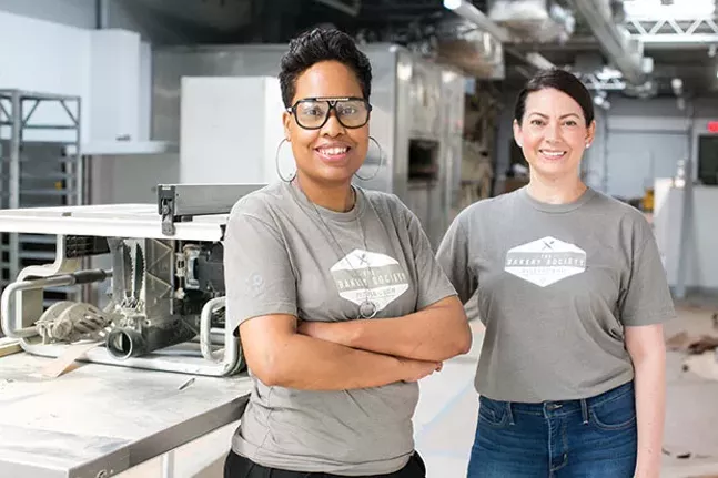 Jewel Edwards and Christina Decker in The Bakery Society Pittsburgh’s new space - CP PHOTO BY JOHN COLOMBO