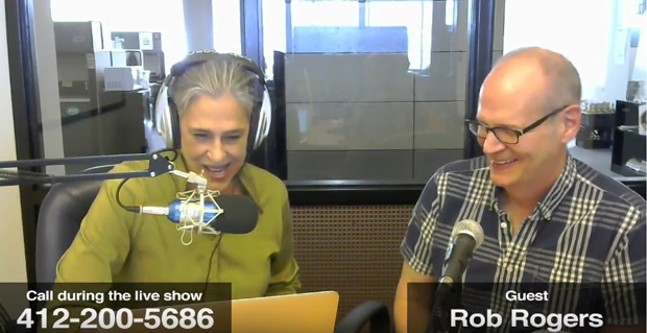 Rob Rogers (right) with City Paper's Lynn Cullen - Watch the video archive - SCREENSHOT FROM LYNN CULLEN LIVE
