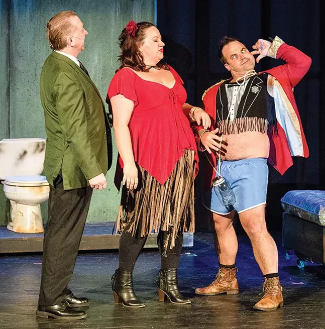 Matthew J. Rush, Candice Fisher and Damon Spencer in Dirty Rotten Scoundrels - PHOTO COURTESY OF IMAGE42