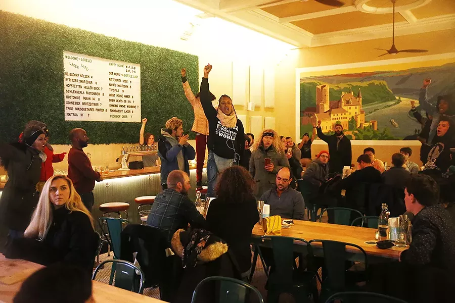 Protesters occupied Lorelei bar in East Liberty. - CP PHOTO: JARED WICKERHAM